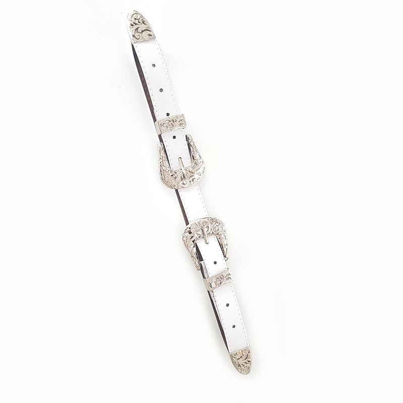 Cinturon Jazz Blanco Con Hebilla Niquel