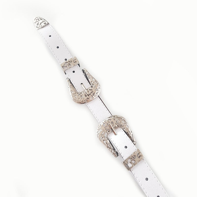 Cinturon Jazz Blanco Con Hebilla Niquel