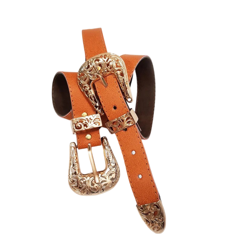 Cinturon Jazz Miel Con Hebilla Dorada